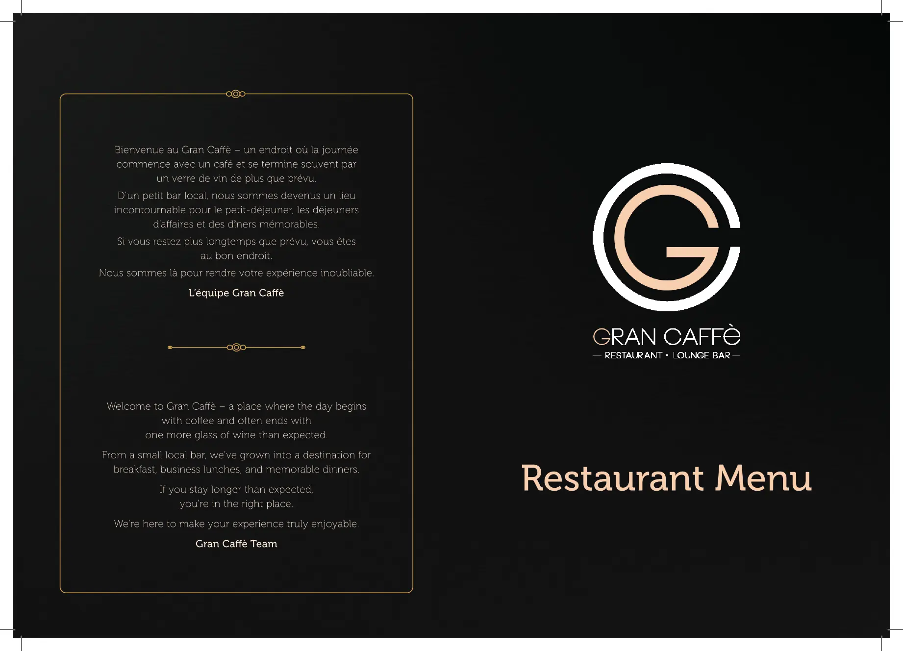 Gran Caffè menu page 1