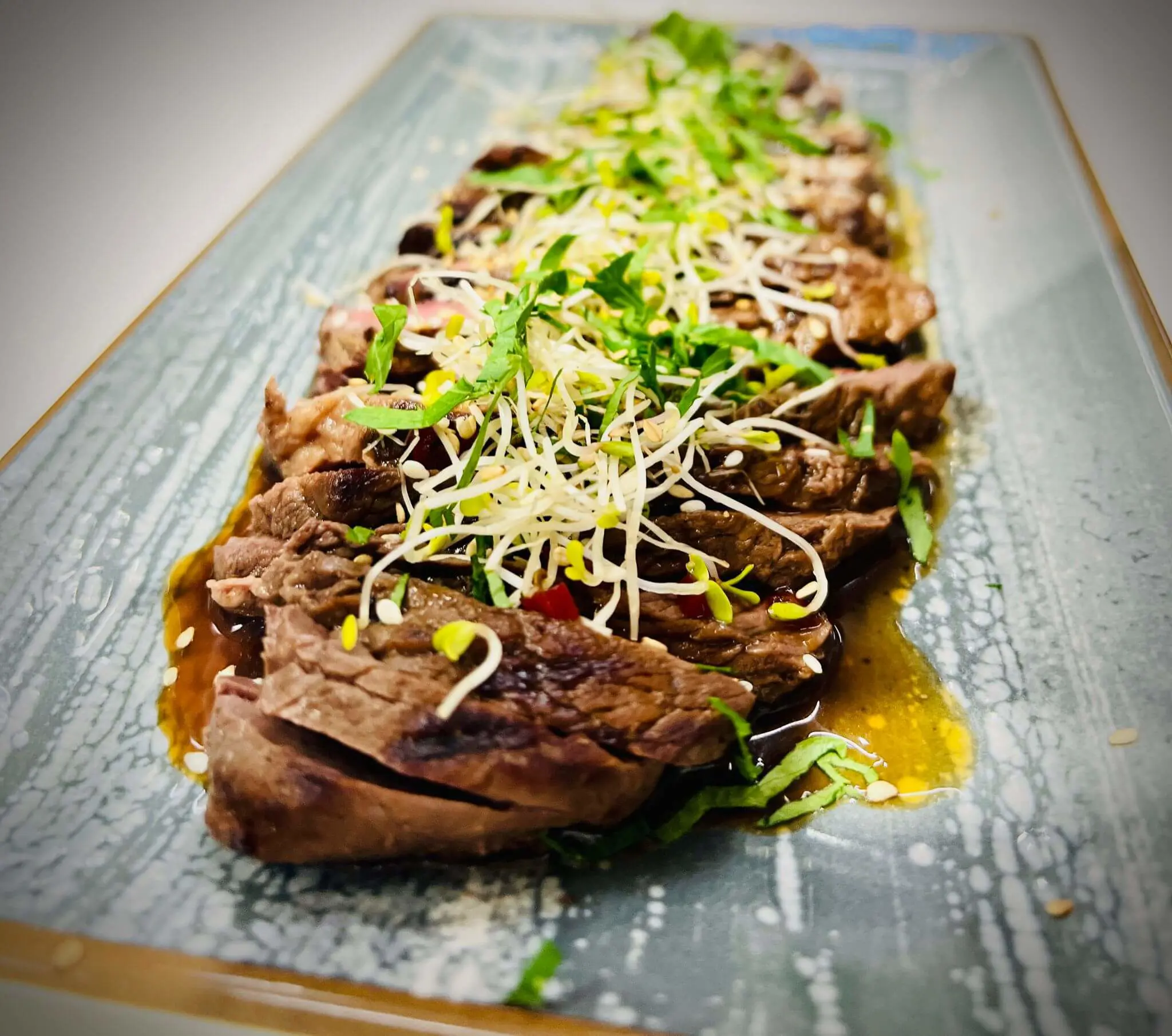Delicious Beef tataki with Asian sauce